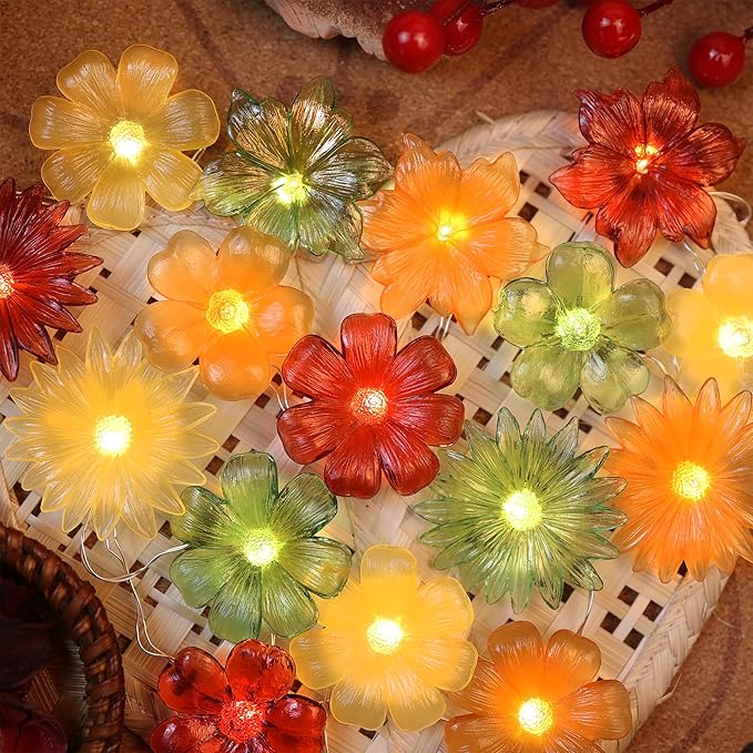 JASHIKA Cute Flower Fairy Lights String of Flowers for Decorating Floral Garland for Wedding Christmas Bedroom Lights 6.5ft 20LED Dual Power USB or Battery