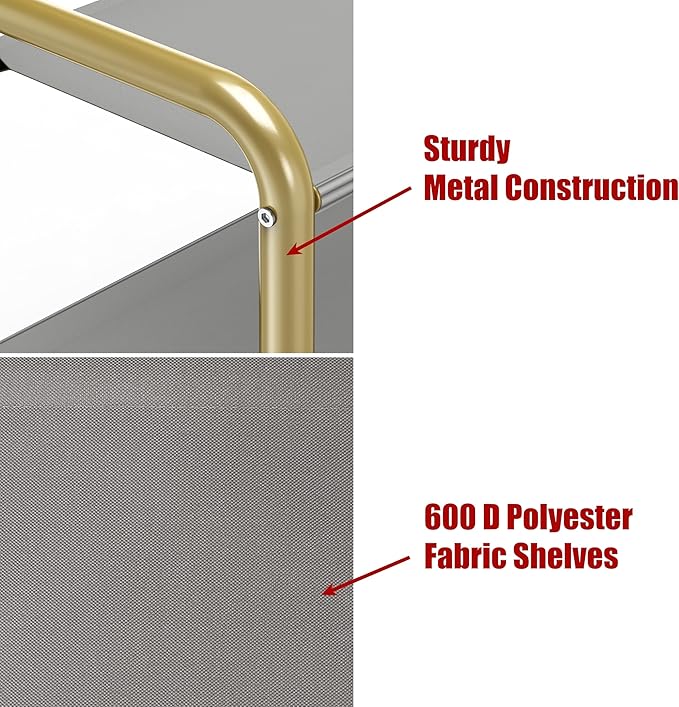 Simple Houseware Coat Rack with Storage Shelf, Freestanding Hall Tree with Hooks for Entryway, Bedroom, Office, Black Metal Clothes Hanger Stand for Coats, Hats, Jackets, Bags - Champagne Gold