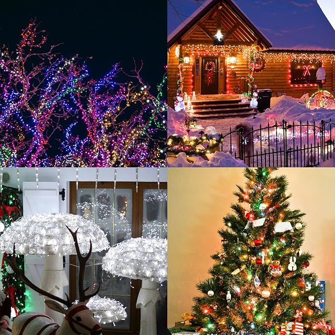 Solar String Lights Outdoor, 66 Feet 200 LEDs 8 Modes Solar Fairy Lights for Outside, Waterproof Outdoor Light for Patio Yard Christmas Tree Halloween Wedding Party Decorations, Red
