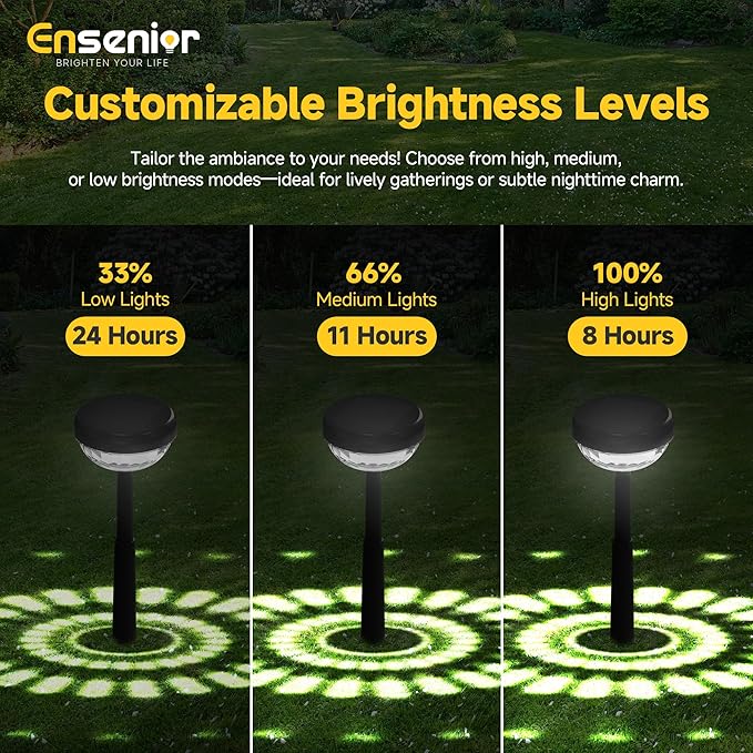 Ensenior 8-Pack Solar Lights Outdoor, Auto ON/Off 6500K LED Solar Garden Lights for Pathway, Yard, Patio, Walkway, Flower Bed, Halloween Christmas Landscape Lighting, IP65 Waterproof, Flag Lights