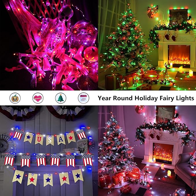 Brizled Color Changing Fairy Lights, 66ft 200 LED Easter Fairy Lights with Remote, Pastel Twinkle Light Dimmable Christmas Light Rainbow Xmas Lighting for Xmas Easter Halloween Party Wedding Tree Home