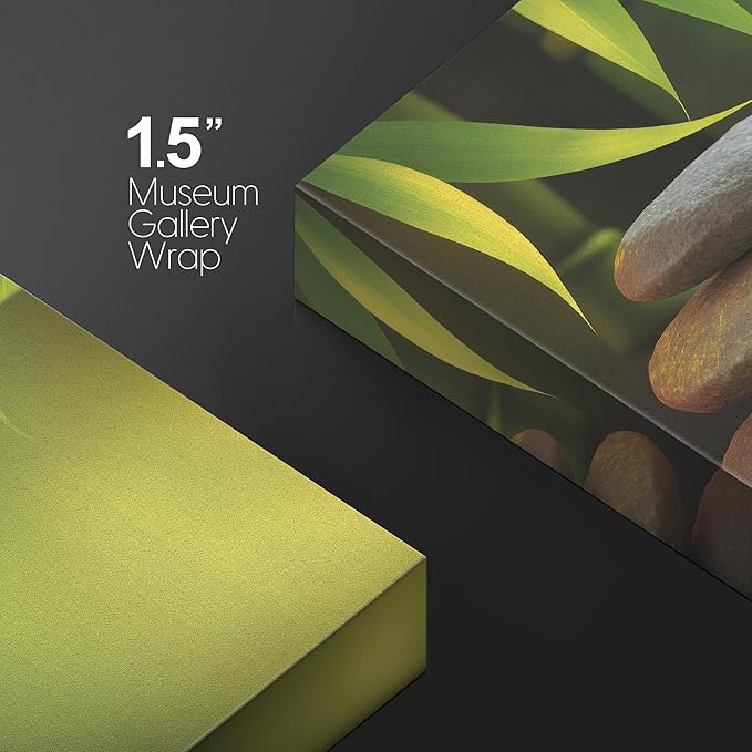 wall26 Canvas Print Wall Art Massage Stone Bamboo Leaf Nature Wilderness Photography Realism Modern Art Decorative Multicolor Rustic Minimal Relax/Calm/Cozy Colorful for Bedroom - 12"x18"