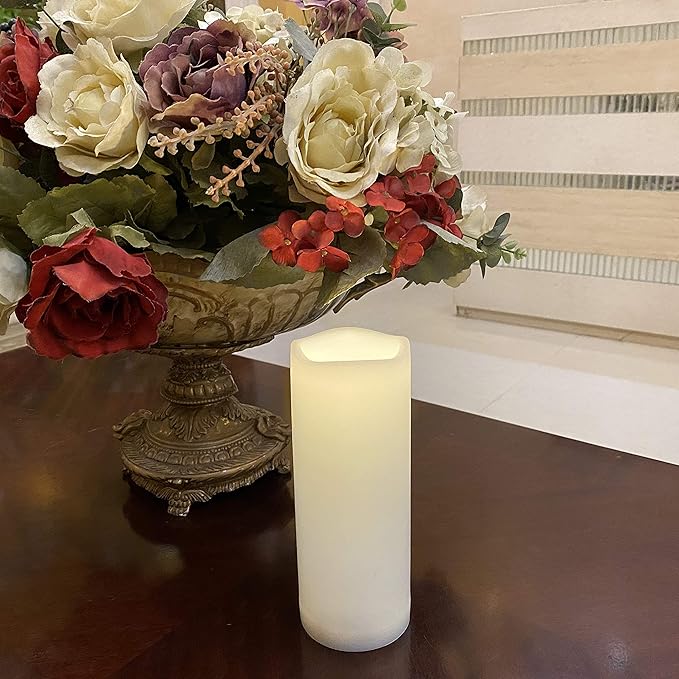 2 Pack Outdoor Flameless Pillar Candles with Remote and Timer Waterproof Battery Operated Electric LED Candle Set for Gift Home Décor Party Wedding Supplies Garden Christmas Decoration, 3” x 8”
