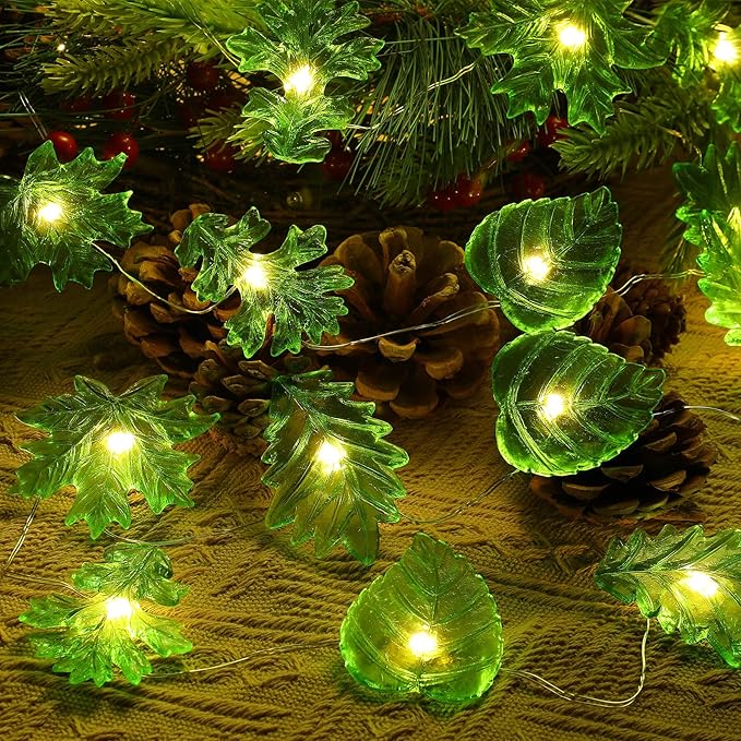 JASHIKA Artistic Leaf Fairy Lights for Bedroom Home Décor-USB & Battery Powered String Lights Indoor with Unique 3D Leaf Designs- LED Lights Garden Wall Table Decor 10ft 30LED with Remote