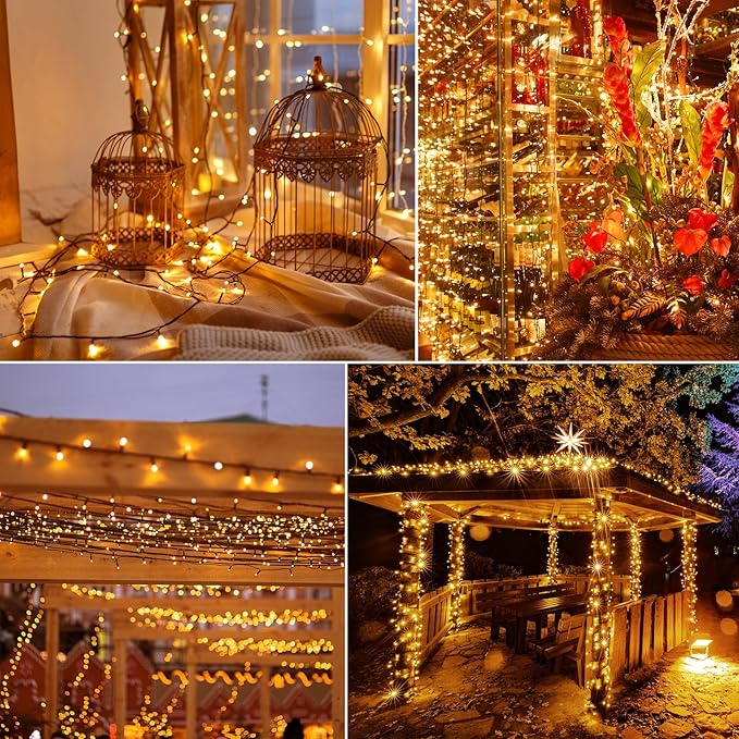 echosari 2 Pack Battery Operated String Lights, 13.2Ft 40 LED Green Wire Fairy String Lights, Waterproof Fairy Lights for Xmas Tree Wreaths Garden Wedding Party Decor (Warm White)