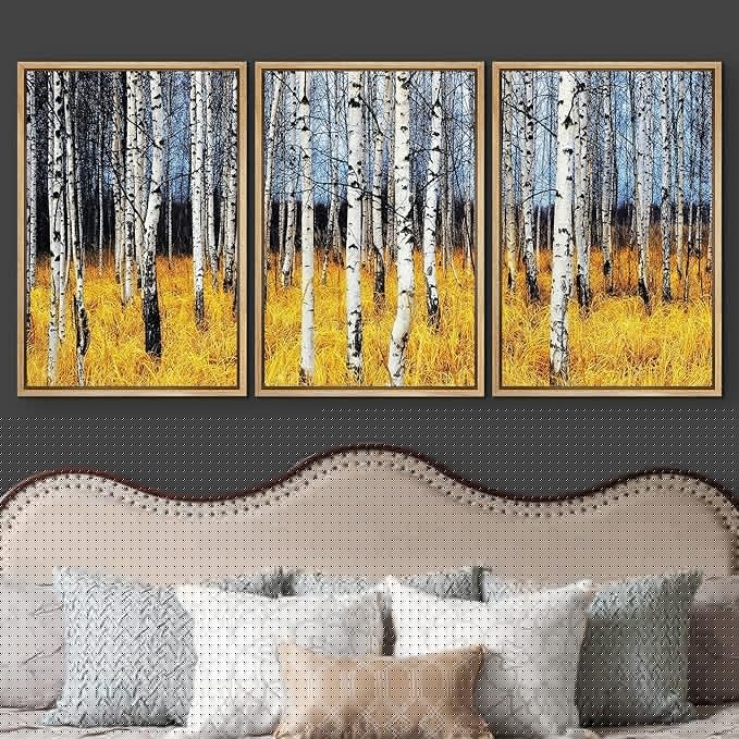wall26 Framed Aspen Trees Fall Colors - Canvas Art Wall Art - 24"x36"x3 Natural