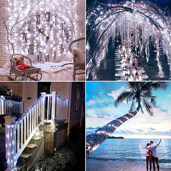 Joomer Fairy String Lights 66FT 200 LEDs Plug in Fairy Lights Indoor Copper Wire String Light DIY for Bedroom, Parties, Wedding, Christmas, Outdoor, Indoor Decoration (White, Non-Connectable)
