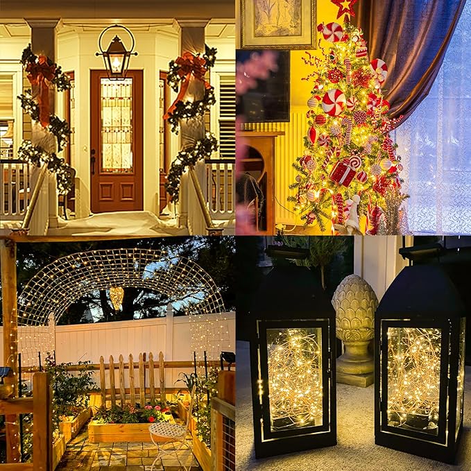 Solar String Lights Outdoor, 66 Feet 200 LEDs 8 Modes Solar Fairy Lights for Outside, Waterproof Outdoor Light for Patio Yard Christmas Tree Halloween Wedding Party Decorations, Warm White