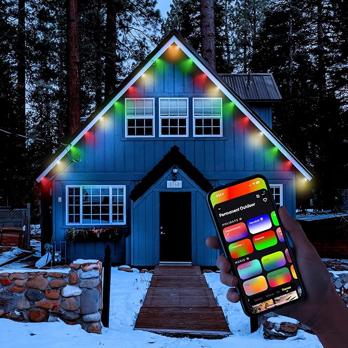 LIFX Permanent Outdoor Eave Lights, 50ft Smart RGB String Light, 30-Zone Color Control, Wi-Fi, App & Voice Control, Weatherproof, Expandable to 200ft, Works with Alexa, Google Asst, LFXSL50-30/LED/BLK