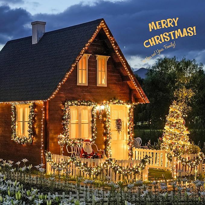 JMEXSUSS 168FT 600 LED Christmas Lights Outdoor Waterproof Clear Wire Indoor String Lights for Outside Warm White Christmas Tree Lights Plug in for Bedroom Wedding Party Spring Decor