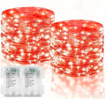 echosari 2 Pack Red Fairy Lights Battery Operated 200 LED 66Ft Silver Wire Starry String Lights Auto Timer 8 Modes Waterproof Mini Fairy Lights for Outdoor Indoor Garden Wedding Decor (Red)