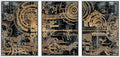 wall26 Framed Canvas Print Wall Art Set Electronic PC Motherboard Circuit Collage Abstract Technology Digital Art Modern Art Alternative Shapes for Living Room, Bedroom, Office - 24"x36"x3 White