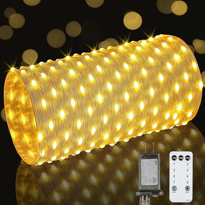 Christmas Lights Outdoor-200LED 75.4FT IP65 Waterproof 8 Modes LED Starry Fairy Lights with Remote,Plug in for Bedroom Party Wedding Craft Indoor Bedroom Patio Camping Garden Decor(Warm White)