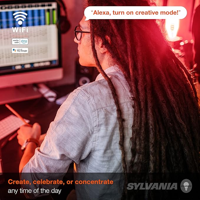 Sylvania WiFi LED Smart ST19 RGBW Color and Amber Finish Filament Light Bulb, 7W Efficient, for Alexa/Google Assistant, 2000K, No Hub Required, Clear - 1 Pack (75809)