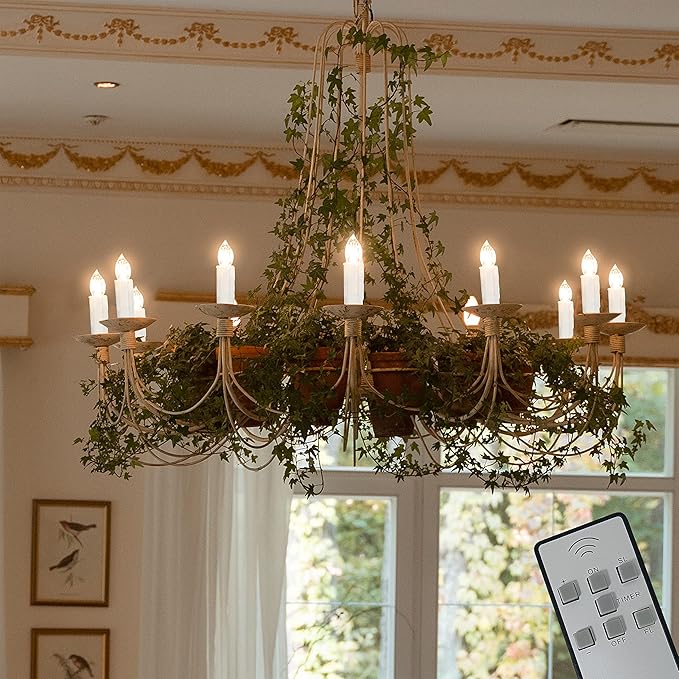 Flameless Candle LED Taper Candlesticks 4inches Battery Powered Chandelier Remote Candle Sticks LED Tapered Candles with Clips for Weddings Vigil Menorah Harry Potter,10pcs