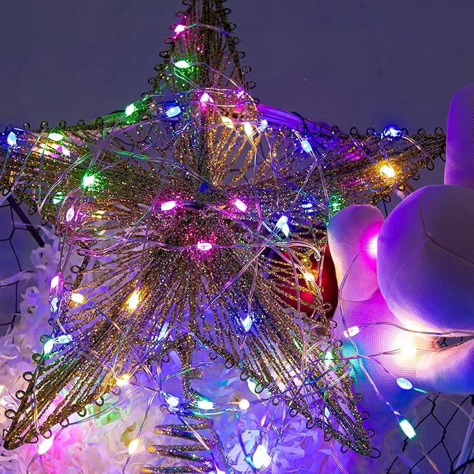 Fairy Lights Plug in,200FT 600LEDs Waterproof Led String Lights,8 Modes Remote Twinkle Light for Outdoor Indoor Christmas Wedding Birthday Garden Party Decorations,Silver Wire,Multicolor