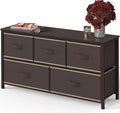 Simple Houseware Wide Dresser for Bedroom with 5 Storage Organizer Drawers, Brown