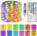 Dazzle Bright 32.8 FT RGB Copper Wire Halloween Fairy Lights, 100 LED USB String Lights with Remote & Timer, Waterproof Indoor Outdoor Decoration for Christmas, Party, Wedding