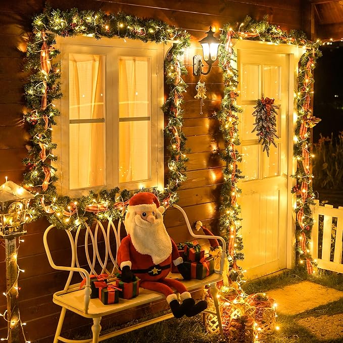 JMEXSUSS 800 LED Christmas Lights Outdoor Indoor String Lights with 8 Modes Warm White Plug in for Patio Garden Tree Wedding Party Yard Spring Decoration