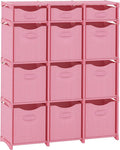 Cube Storage Organizer with Storage Bins Included - The Perfect Closet Organizers and Storage Solution. Includes 12 Storage Cubes, Great For Toy Storage, Closet Storage, Clothes Storage (Pink)