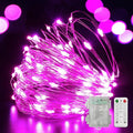 LAMPHOME 100 LED Pink Valentine Lights, Valentine's Day Fairy Lights Battery Operated, Silver Wire Twinkle String Light Multi Functions & Timer with Remote for Indoor Bedroom Wedding Decorations