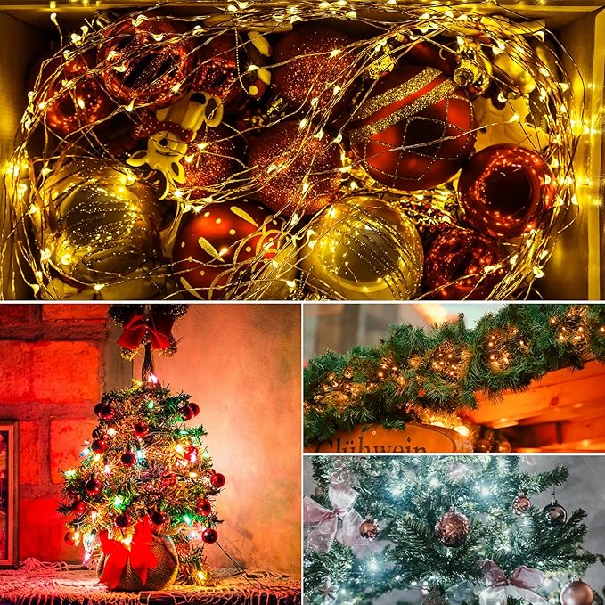 Solar String Lights Outdoor, 33 Feet 100 LEDs 8 Modes Solar Fairy Lights for Outside, Waterproof Outdoor Light for Patio Yard Christmas Tree Halloween Wedding Party Decorations, Cool White