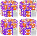 4 Pack 240LED Halloween Fairy Lights Battery Operated - 20FT Twinkle Lights with 2 Lighting Modes Indoor, Waterproof Led Fairy String Lights for Christmas, Bedroom, Dorm, DIY Decor, Purple & Orange