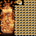 Aogist 100 Pack Fairy Lights 3 Modes 7ft 20 LED Waterproof,Battery Operated Silver Wire Firefly Starry Moon Mini String Lights for Mason Jars Christmas DIY Crafts Wedding Party Bedroom,Orange