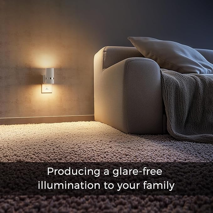 L LOHAS LED Night Lights Plug into Wall, Plug in Night Light with Light Sensor, Dimmable 0-100LM, Soft White 3000K, Wall Sconce-Style Design Night Light for Bedroom, Hallway, Stairs, 2 Pack