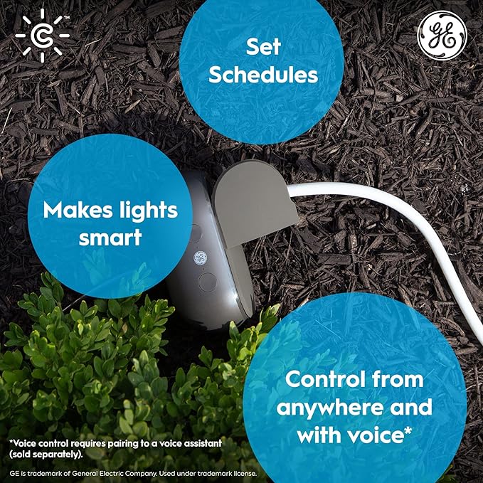 GE Cync Smart Plug, Outdoor Bluetooth and Wi-Fi Outlet Socket, Weather Resistant Plug, Works with Alexa and Google, Black (1 Pack)