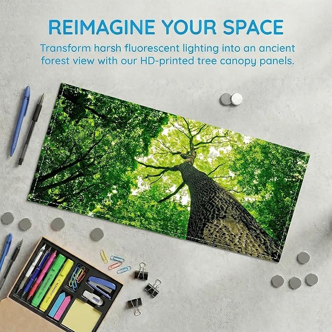 Fluorescent Light Covers for Ceiling Lights -Magnetic Cloud Cover for Fluorescent Or LED Fixture 2ft x 4ft Classroom,Home,Office Decoration Filters Overhead Lighting- Towering trees