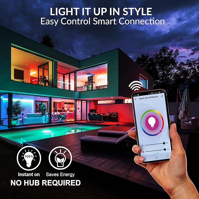 Himalayan Glow Color Changing LED Light Bulb, RGB Lights & Dimmable, WiFi Control Multicolor Bulb,Best for Home Décor, Compatible with Alexa, Google Home & Mobile App, 4 Count