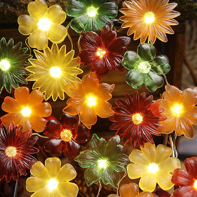 JASHIKA Cute Flower Fairy Lights String of Flowers for Decorating Floral Garland for Wedding Christmas Bedroom Lights 6.5ft 20LED Dual Power USB or Battery