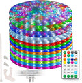 WYZworks 100ft 1152LEDs, 10 Color Changing Outside Rope Light 12-Modes w/Remote Controller, Outdoor ETL Certified Weatherproof Permanent 360 Degree Flexible Bend & Light Emitting Accent Lighting