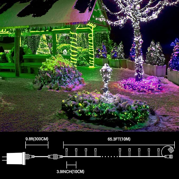 LAMPHOME 33ft Green St. Patrick's Day Mini String Lights, 100 LED Christmas Decorative Transparent Wire Fairy Starry String Lights Plug in, 16 Lighting Modes for Indoor Outdoor Xmas Tree