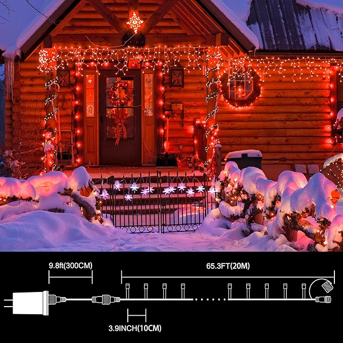 LAMPHOME 200 LED 66ft Valentines Decorative Mini Lights, Red String Lights Outdoor Valentines Day Decorations,Christmas Fairy String Lights Plug in, 16 Lighting Modes Waterproof for Tree Wedding Party