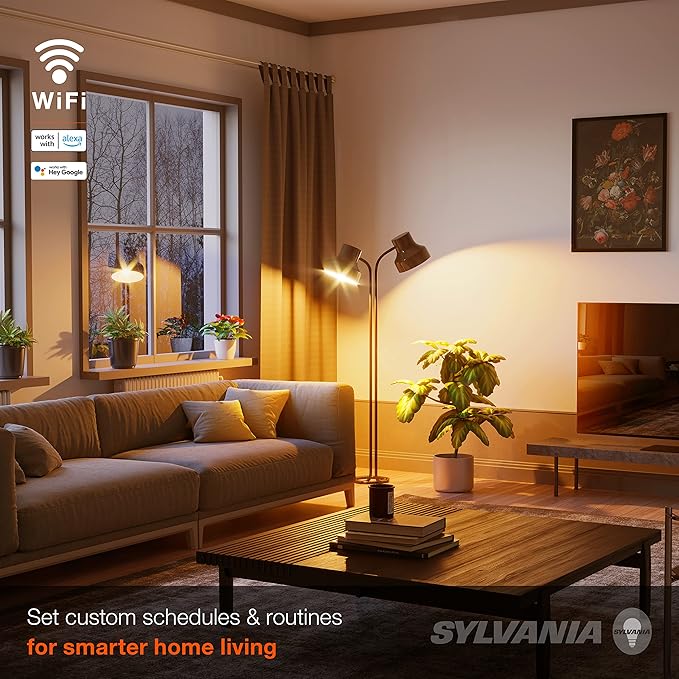 Sylvania WiFi LED Smart G25 Amber Finish Light Bulb, 3.5W Efficient, for Alexa/Google Assistant, 2000K, No Hub Required - 1 Pack (75801)
