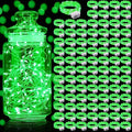 Aogist 100 Pack Fairy Lights 3 Modes 7ft 20 LED Waterproof,Battery Operated Silver Wire Firefly Starry Moon Mini String Lights for Mason Jars Christmas DIY Crafts Wedding Party Bedroom,Green