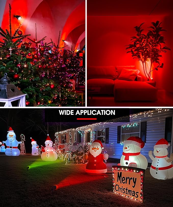 L LOHAS LED Red Christmas Spot Lights Outdoor, 10W Dusk to Dawn Sensor Landscape Spotlights for Yard, IP66 Waterproof Pathway Garden Outside Lights, 9.84-ft Cord, Red Lawn Decor Lamp, UL Listed,2Pack