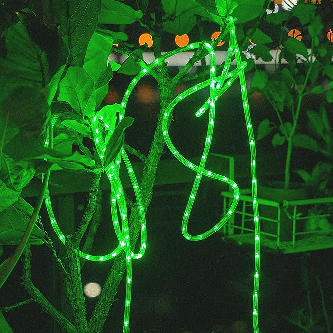 50ft Green Rope Lights, Connectable for Indoor & Outdoor,110V Transparent Flexible Tube Lights,Waterproof LED Rope Lighting For Outside, Deck, Patio, Pool, Camping, Bedroom Decor,Landscape Lighting