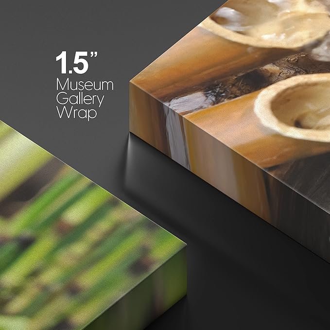 wall26 Canvas Print Wall Art Bamboo Waterfall in The Zen Forest Floral Nature Photography Realism Bohemian Scenic Relax/Calm Cool for Living Room, Bedroom, Office - 16"x24"