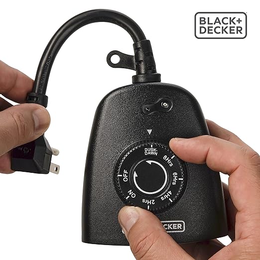 Black+Decker Outdoor 3 Grounded Outlets Timer with Waterproof Outlet and Countdown BDXPA0031