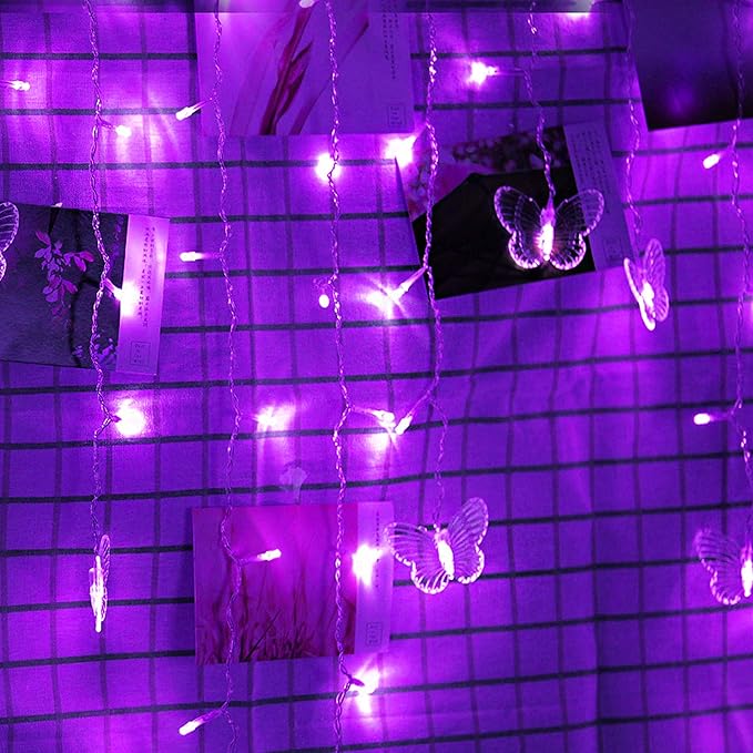 Butterfly Curtain Fairy Light, 8 Modes 120 LED USB Window Firefly Twinkle Timer String Lights 24 Butterflies with Remote, Waterproof Copper Wire for Room Bedroom Christmas Wedding Party Dorm Patio
