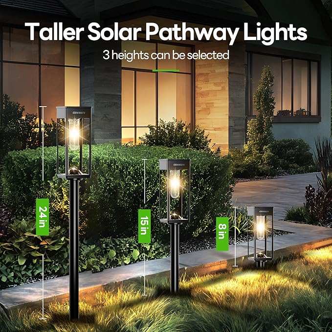 Solar Pathway Lights Outdoor IP65 Waterproof, 8 Pack 3000K LED Auto On/Off Walkway Landscape Light for Yard Lawn Garden Patio Driveway Outside Decor, Warm White