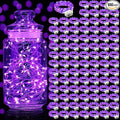 Aogist 100 Pack Fairy Lights 3 Modes 7ft 20 LED Waterproof,Battery Operated Silver Wire Firefly Starry Moon Mini String Lights for Mason Jars Christmas DIY Crafts Wedding Party Bedroom,Purple
