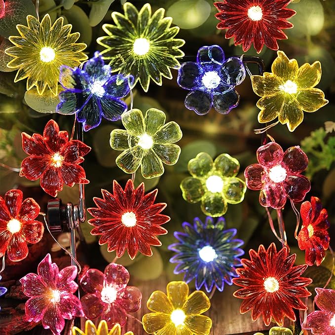 JASHIKA Fairy Lights Decorative Flower Lamp -Waterproof Battery Operated String Lights 7ft 20LED Indoor Outdoor- Floral Décor Flower String Lights Garden Wreath Fence Bathroom Office Home Decor