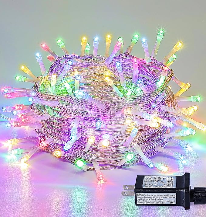 String Lights Indoor Bedroom, 98FT 200 LED Fairy String Lights Outdoor Waterproof, 8 Modes Memory Twinkle Christmas Light Plug in for Classroom Dorm Patio Tree Garden Decor (Multicolor)