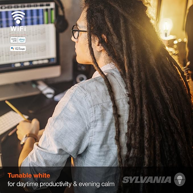 Sylvania WiFi LED Smart A19 Light Bulb, 7.5W Efficient with Filament, for Alexa/Google Assistant, Energy Star, Clear, 2700K, Soft White - 1 Pack (75797)