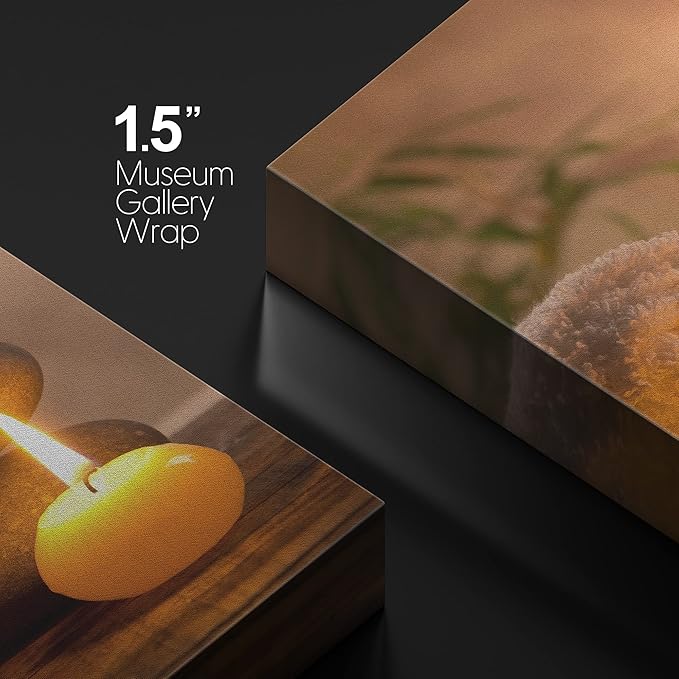 wall26 Canvas Print Wall Art Massage Stones with Atmospheric Candles Floral Nature Photography Realism Zen Scenic Relax/Calm Multicolor for Living Room, Bedroom, Bathroom, Office - 32"x48"