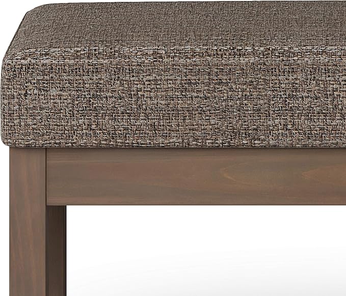 SIMPLIHOME Milltown Large Ottoman Bench - 44 inch Wide Upholstered Tweed Look Fabric Rectangle Footstool Ottoman in Mink Brown, Contemporary Bench for Bedroom with Cushioned Seat, Assembled